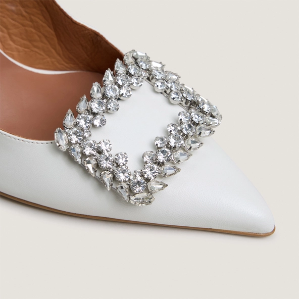 Escarpins slingbacks ornés de strass en cuir écru | DOVELA | Jonak