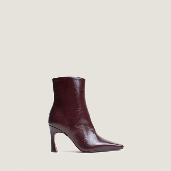 Bottines à talons et bouts pointus en cuir vieilli chocolat | BRONZO | Jonak