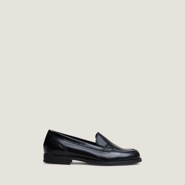 Mocassins à empeignes unies et surpiqûres en cuir glacé noir | NEO | Jonak