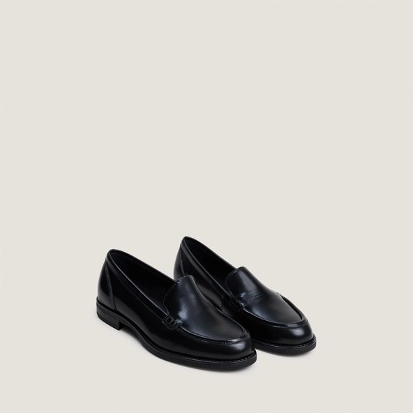 Mocassins à empeignes unies et surpiqûres en cuir glacé noir | NEO | Jonak