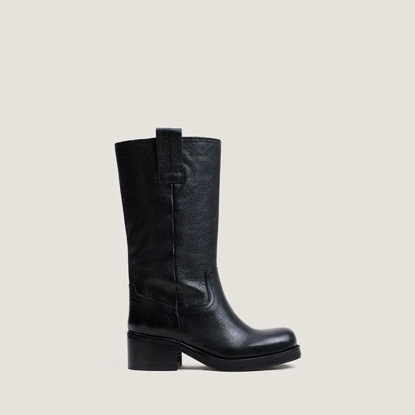 Bottes à bouts ronds en cuir grainé noir|BICHETTE | Jonak