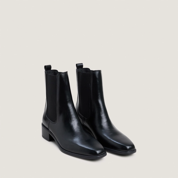 Boots chelsea à petits talons en cuir noir | NASTASIA | Jonak