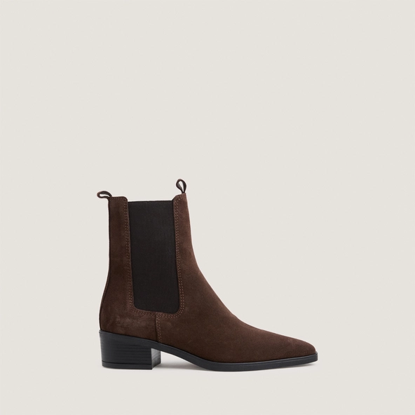 Boots chelsea à bouts pointus en croûte marron foncé | NEIGE | Jonak