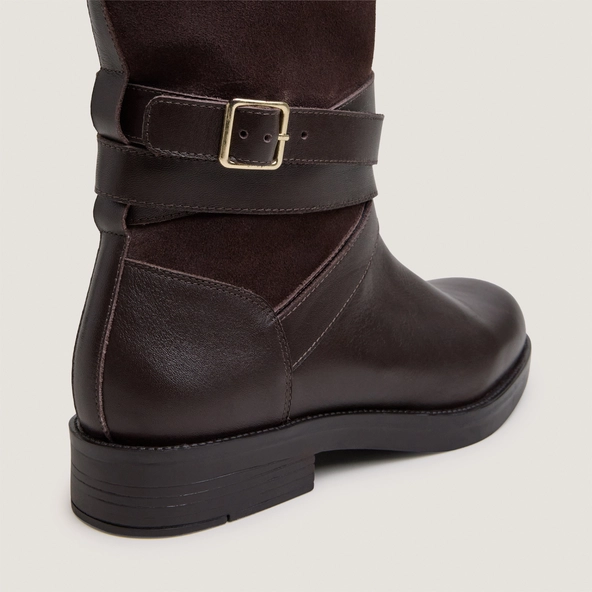 Bottes cavalières à brides chevilles en cuir chocolat et croûte chocolat | THEA | Jonak