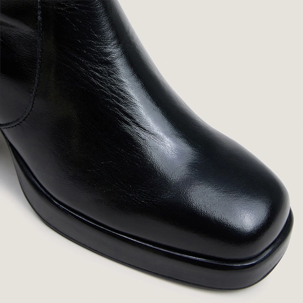 Bottes à plateformes en cuir vieilli noir|BAM | Jonak