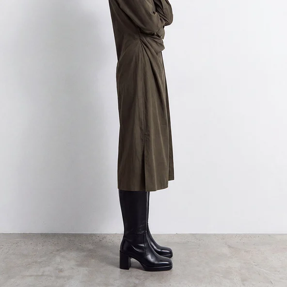 Bottes &agrave; plateformes en cuir vieilli noir | BAM | Jonak