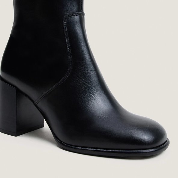 Bottes à talons et fronces en cuir noir | BLUMA | Jonak