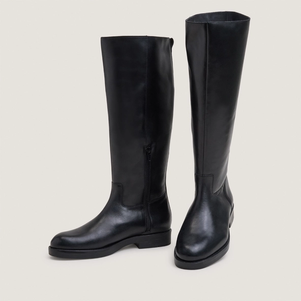 Bottes à talons plats et brides en cuir noir | TITOUAN | Jonak