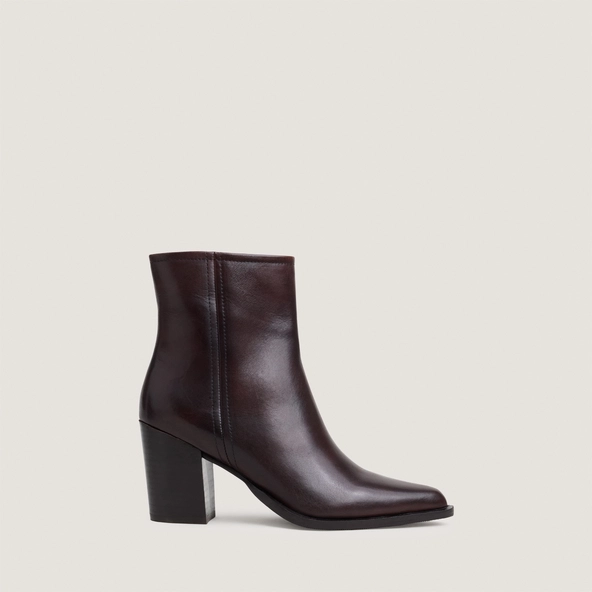 Bottines à bouts pointus en cuir marron foncé | PIPO | Jonak