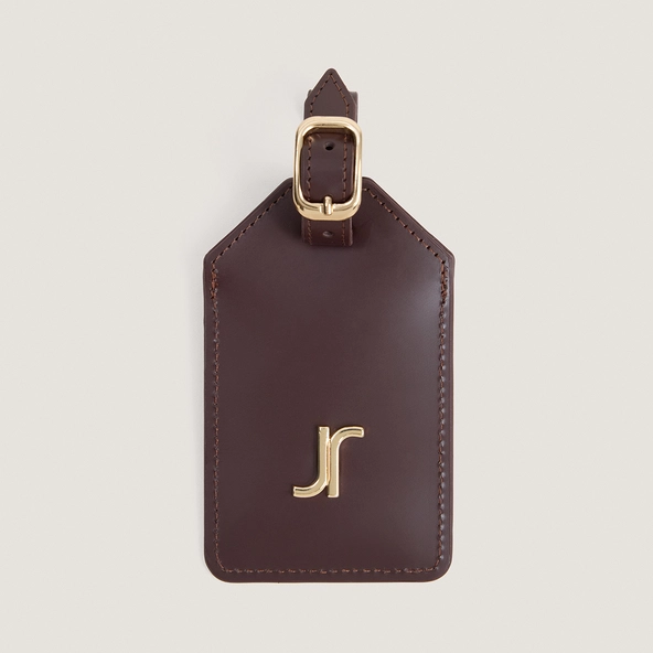Porte-adresse avec monogramme en cuir marron foncé | PORTE-ADRESSE | Jonak