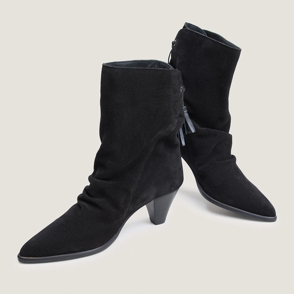 Bottines à lacets arrières en croûte noire | PIO | Jonak