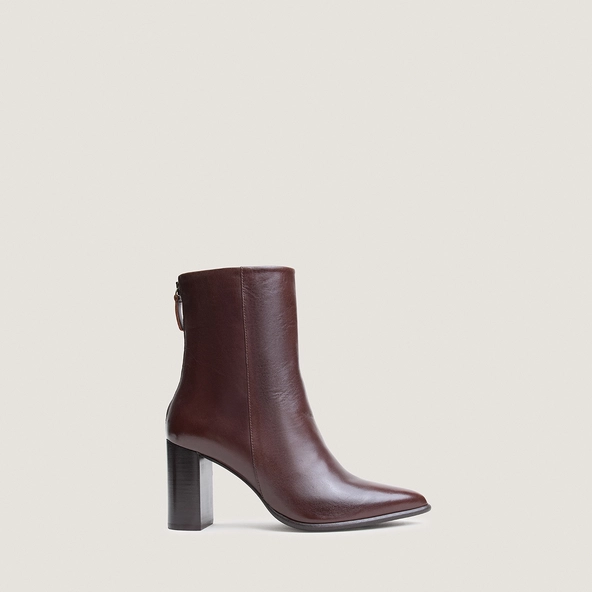 Bottines à fermetures éclairs arrières en cuir marron | PIXI | Jonak