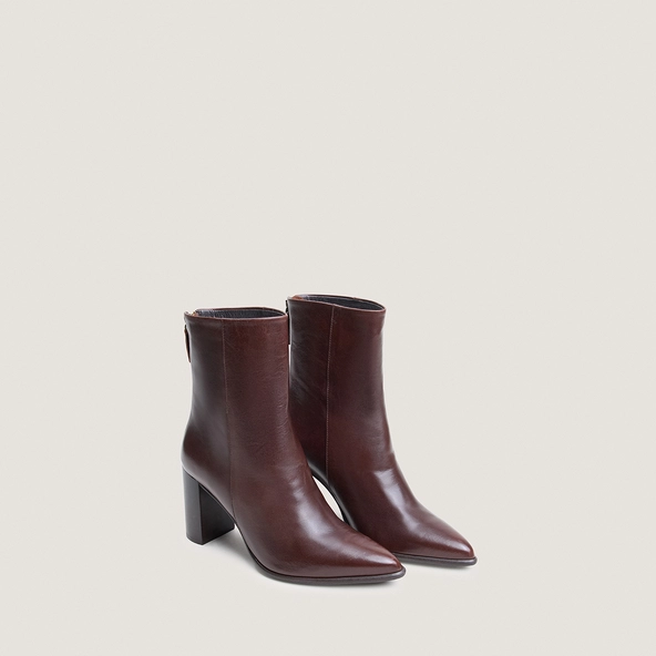 Bottines à fermetures éclairs arrières en cuir marron | PIXI | Jonak