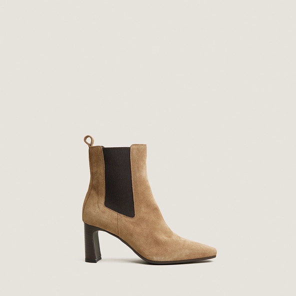 Bottines à élastiques et bouts carrés en croûte tabac | PAULA | Jonak
