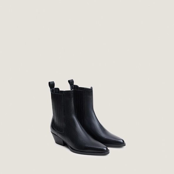 Bottines à élastiques et bouts pointus en cuir noir | LYSANDRE | Jonak