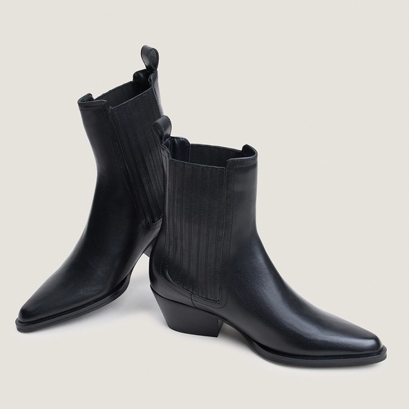 Bottines à élastiques et bouts pointus en cuir noir | LYSANDRE | Jonak