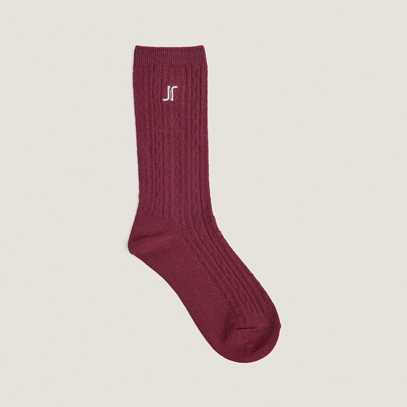 Chaussettes hautes à monogrammes en textile bordeaux | FAUSTINE | Jonak