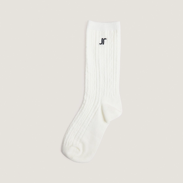 Chaussettes hautes à monogrammes en textile écru | FAUSTINE | Jonak