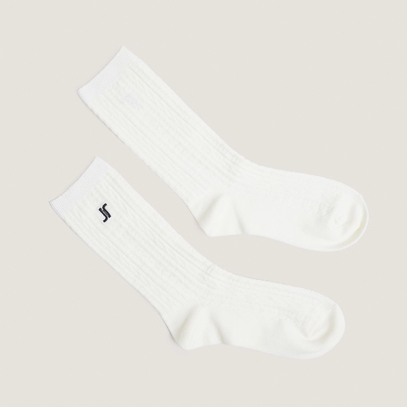 Chaussettes hautes à monogrammes en textile écru | FAUSTINE | Jonak