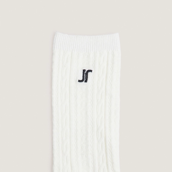 Chaussettes hautes à monogrammes en textile écru | FAUSTINE | Jonak