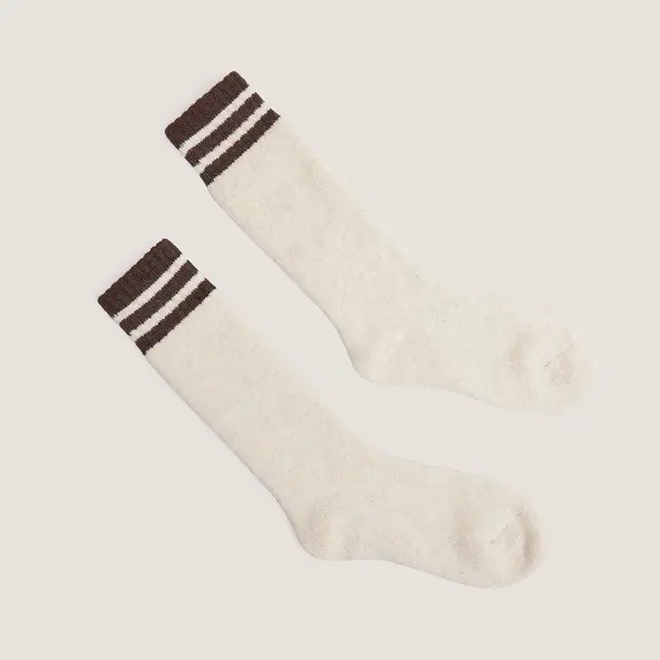 Chaussettes hautes à bandes en textile beige et textile noir | FELIX | Jonak