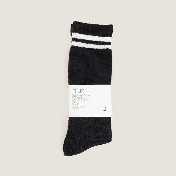 Chaussettes hautes à bandes en textile noir et textile blanc | FELIX | Jonak