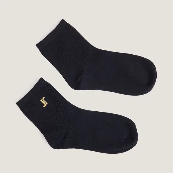 Chaussettes courtes à monogrammes en textile noir | FLORIAN | Jonak