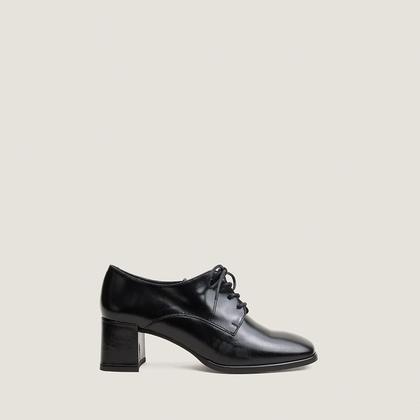 Mocassins à talons et lacets en cuir noir | VAXANA | Jonak