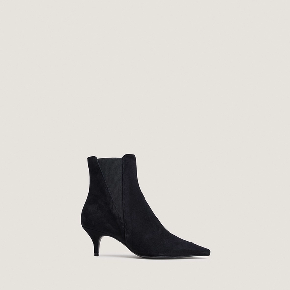 Bottines à talons fins et bouts pointus en croûte noire | BORGIA | Jonak
