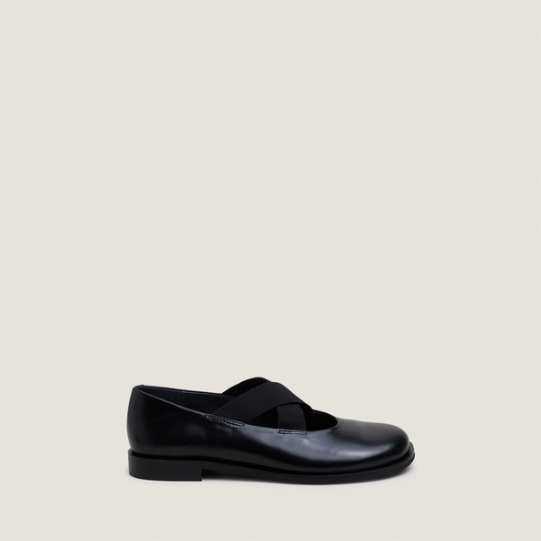 Ballerines à brides élastiques en cuir noir | DAREZZA | Jonak