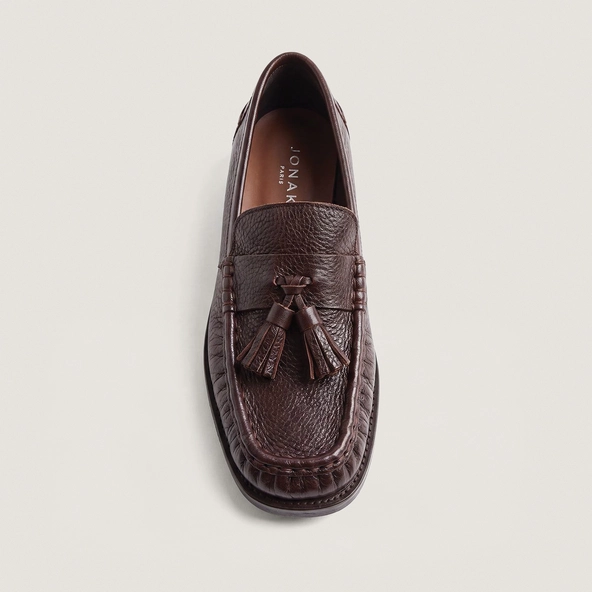 Mocassins à pampilles en cuir grainé marron | DUCHETTE | Jonak