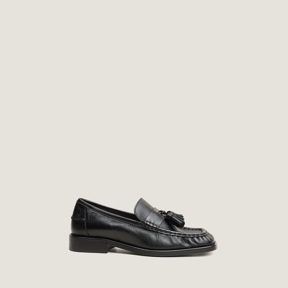 Mocassins à pampilles en cuir grainé noir | DUCHETTE | Jonak