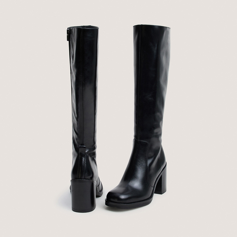Bottes &agrave; talons d&eacute;bordants noir
