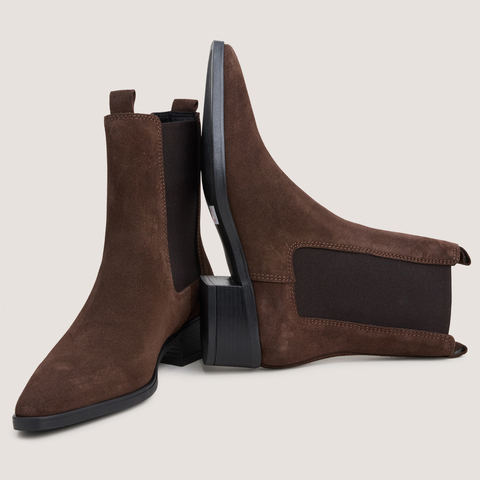 Boots chelsea &agrave; bouts pointus marron fonc&eacute;