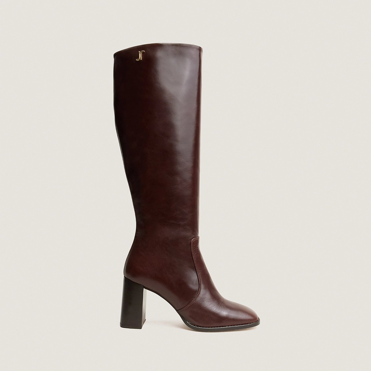Bottes à talons et monogrammes en cuir marron | VAUBO | Jonak