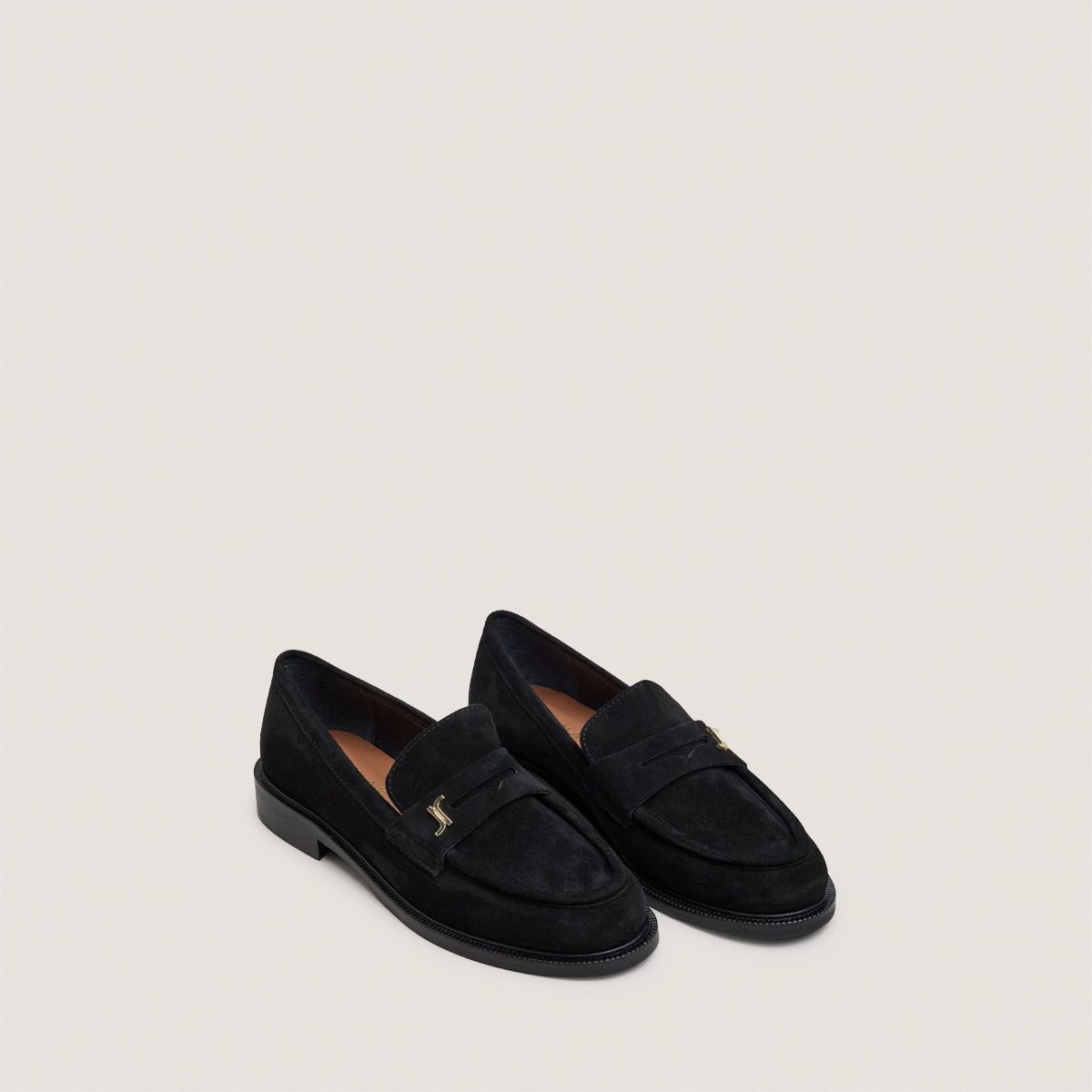 Mocassins à bouts ronds et monogrammes en croûte noire | DUEDI | Jonak