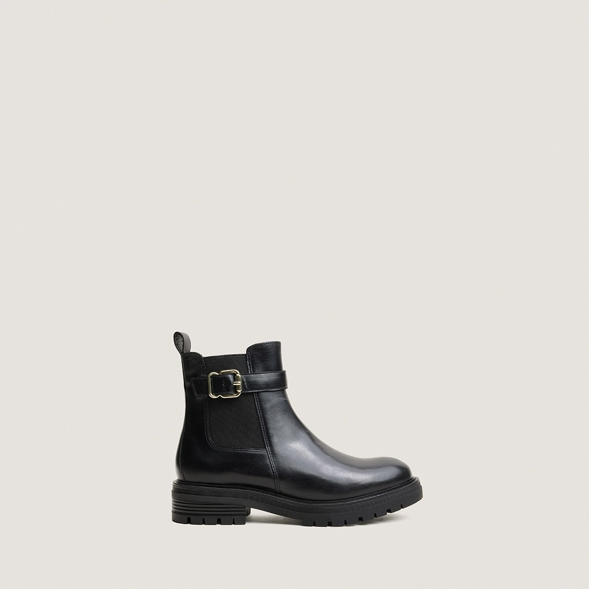 Boots à boucles et semelles crantées en cuir noir | AGILE | Jonak