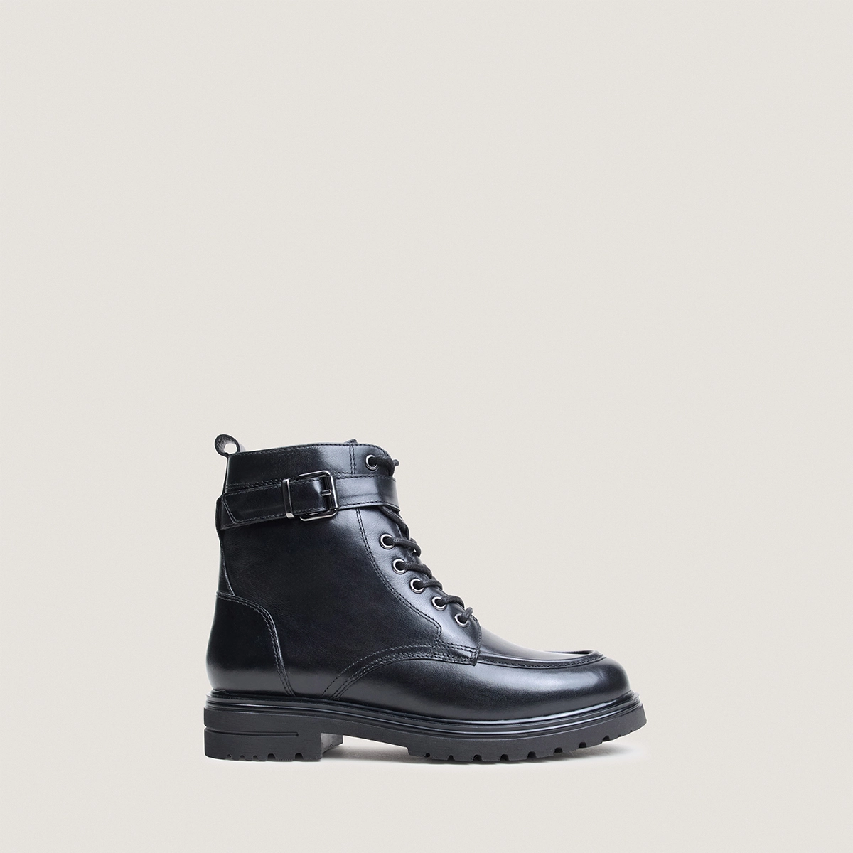 Boots à boucles et lacets en cuir noir | ALBO | Jonak