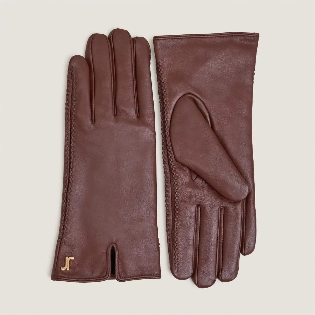 Gants à monogrammes en cuir marron | JUPITER | Jonak