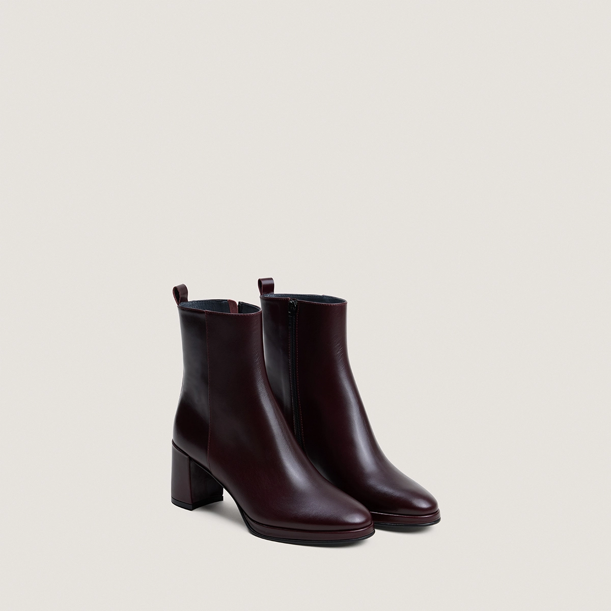 Bottines à talons en cuir bordeaux | DIBRINA | Jonak