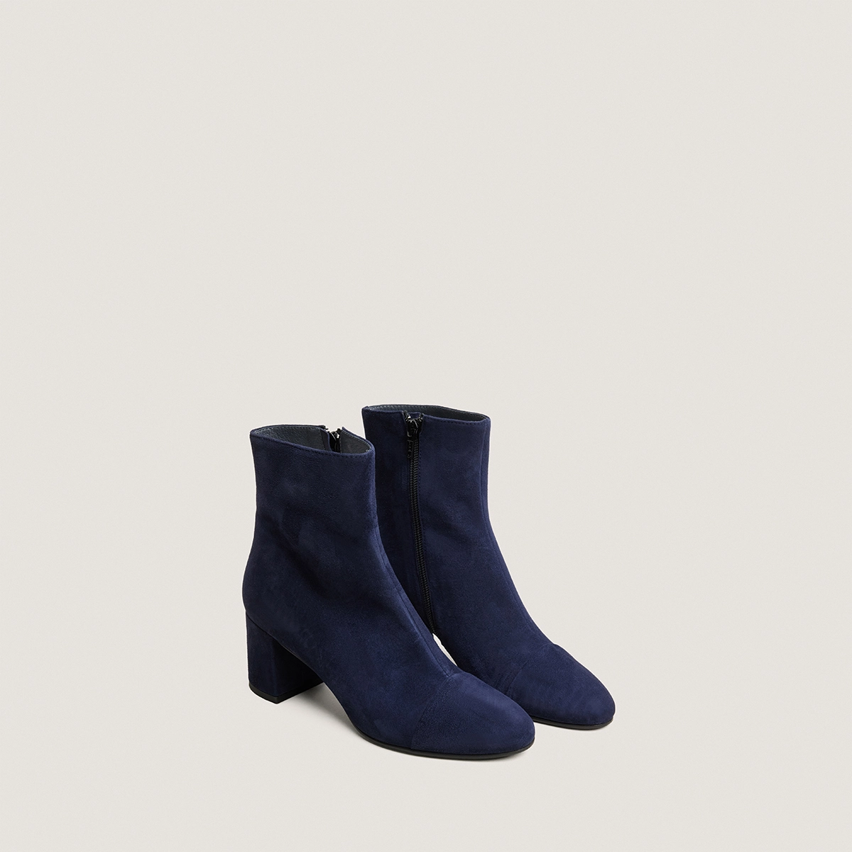 Bottines &agrave; talons en velours marine | DONIAMA | Jonak