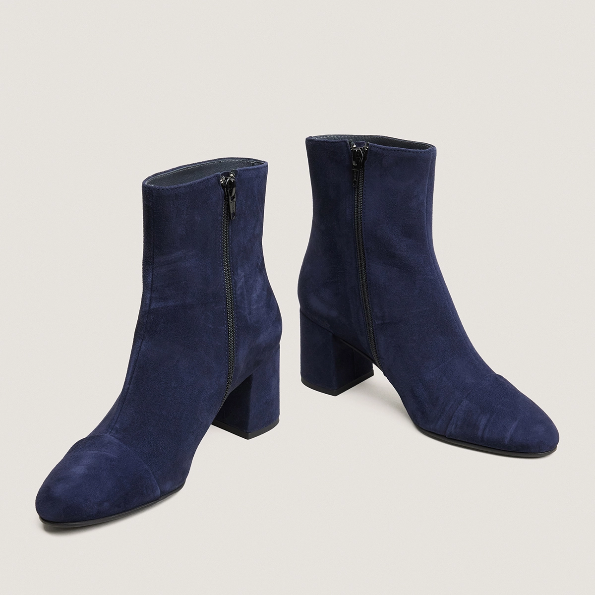 Bottines &agrave; talons en velours marine | DONIAMA | Jonak