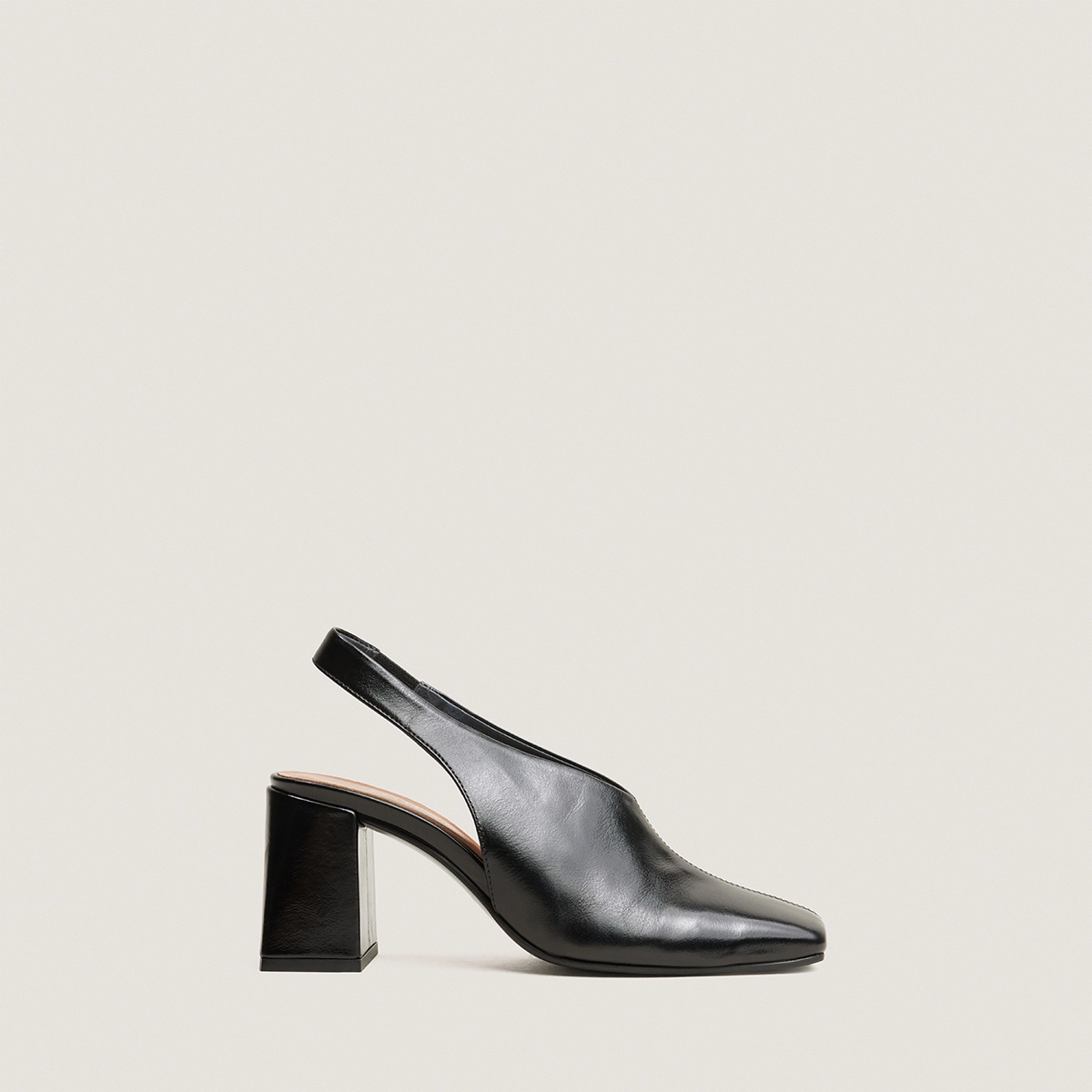 Escarpins slingbacks &agrave; bouts carr&eacute;s en cuir noir | DREEZE | Jonak