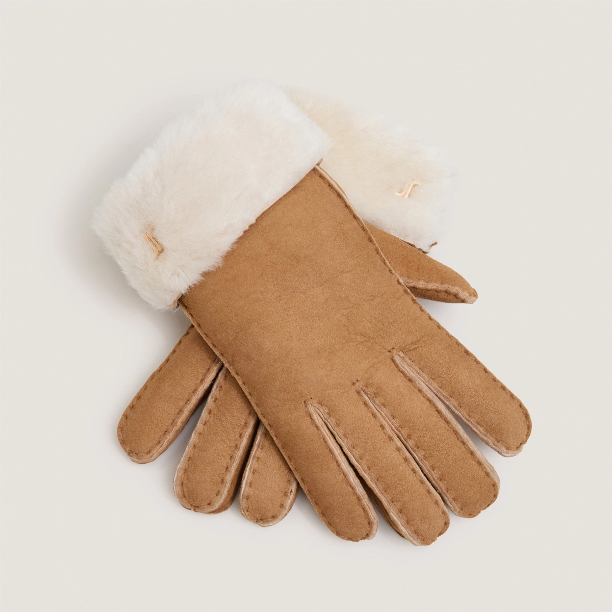 Gants fourrés en peau lainée cognac | JOYEUX | Jonak