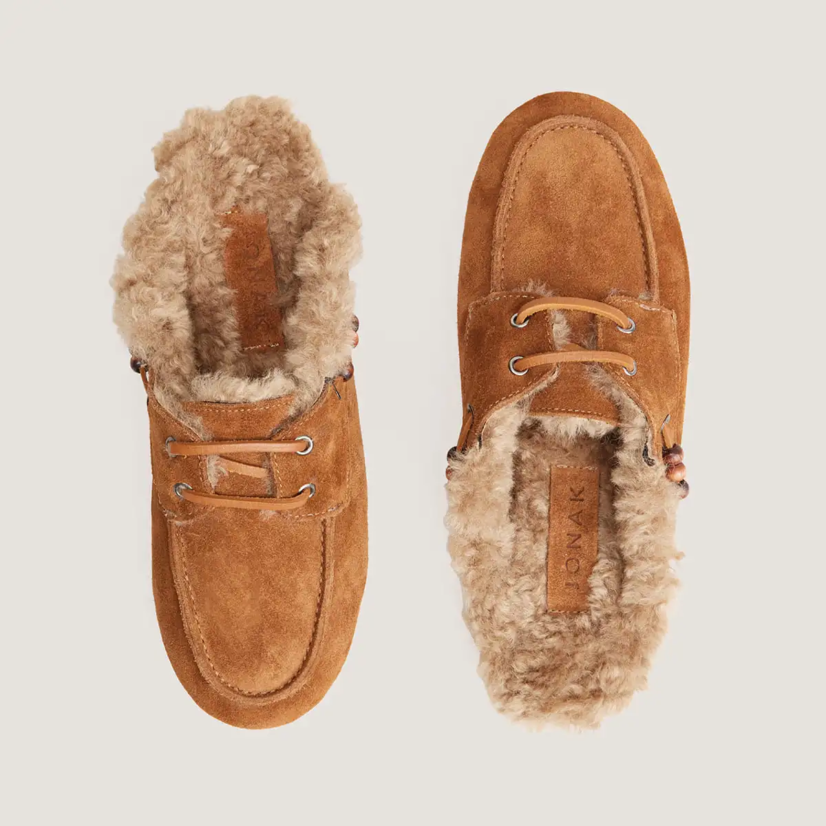 Mocassins souples &agrave; bouts arri&egrave;res ouverts en croute cognac | LILOU | Jonak