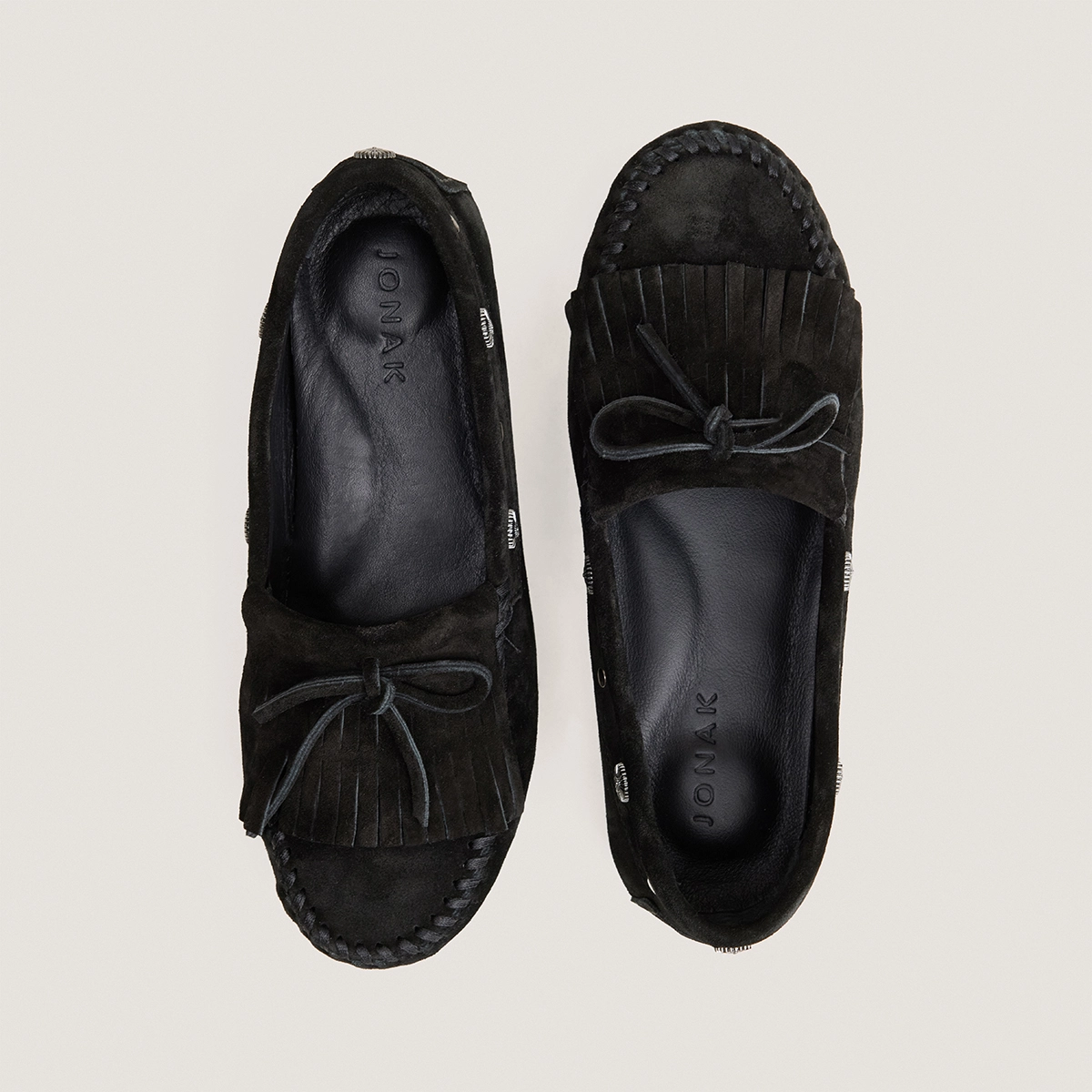 Mocassins souples &agrave; lacets en cro&ucirc;te noir | LOUISON | Jonak