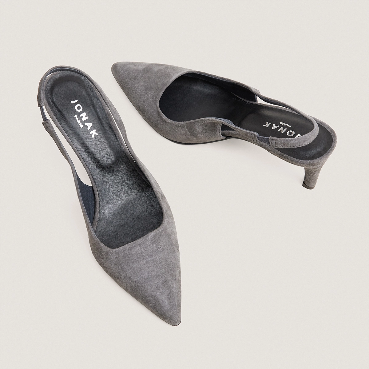 Slingbacks à talon en velours gris | DIAMANTELLE | Jonak