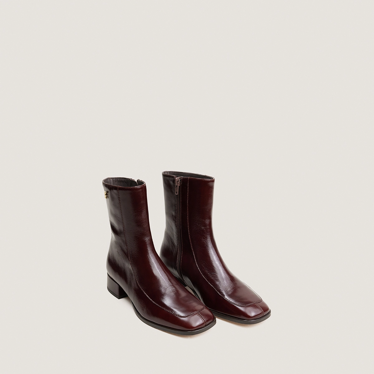 Bottines à bouts carrés en cuir vieilli chocolat | VAREL | Jonak