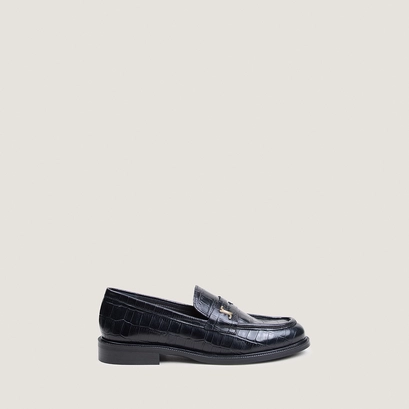 Mocassins à bouts ronds et monogrammes noir