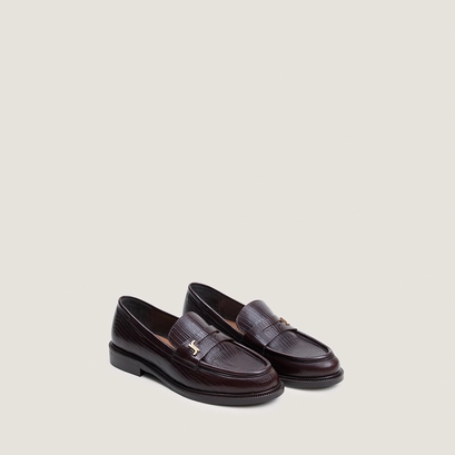 Mocassins à bouts ronds et monogrammes marron foncé